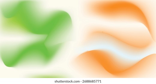 An abstract background featuring soft green and orange fluid waves blending seamlessly on a light background.