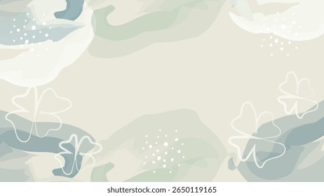 Fundo abstrato com moles pastel aquarela lavagens em tons de azul claro, verde e bege, criando fluido, formas orgânicas
