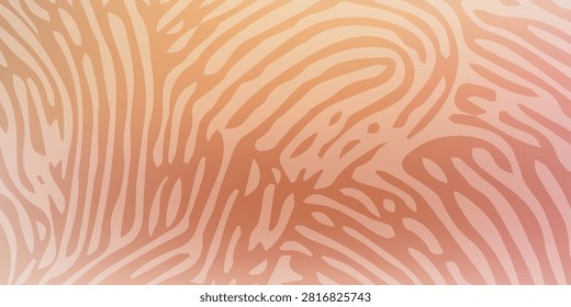 An abstract background featuring a stylized fingerprint pattern with flowing lines and curves, rendered in warm, soft tones of orange, peach, and light brown, creating a subtle and organic texture.