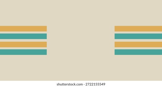 Un fondo abstracto con una disposición simétrica de rayas Horizontales en tonos de naranja y verde azulado, sobre un fondo beige claro.