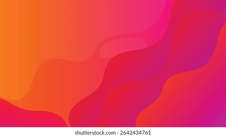 Abstract background featuring vibrant gradient colors of orange, pink, and red. Fluid, organic shapes create a dynamic and energetic composition. The color transitions are smooth and seamless