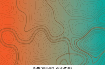 Un fondo abstracto con líneas de contorno onduladas sobre un gradiente suave que pasa de naranja cálido a verde azulado frío.