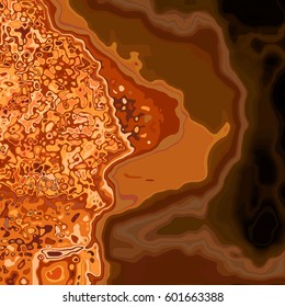 Abstract background in fiery orange resembling hot molten metal. Abstract composition from stylized molten lava surface. Vector illustration. 