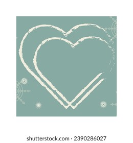 Abstract background in figure square winter theme. Heart on a blue background. Banner, poster design, for social networks. Vector flat illustration.