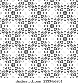 Abstract background with figures from lines. black and white pattern for web page, textures, card, poster, fabric, textile. Monochrome graphic repeating design.