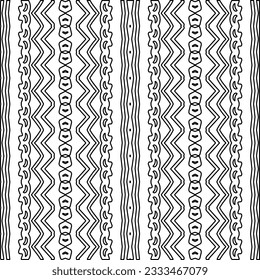 Abstract background with figures from lines. black and white pattern for web page, textures, card, poster, fabric, textile. Monochrome graphic repeating design.