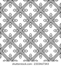 Abstract background with figures from lines. black and white pattern for web page, textures, card, poster, fabric, textile. Monochrome graphic repeating design.