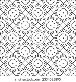 Abstract background with figures from lines. black and white pattern for web page, textures, card, poster, fabric, textile. Monochrome graphic repeating design.