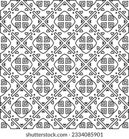 Abstract background with figures from lines. black and white pattern for web page, textures, card, poster, fabric, textile. Monochrome graphic repeating design.
