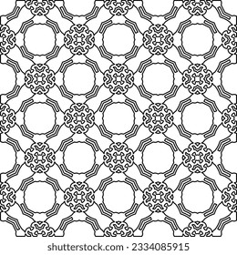 Abstract background with figures from lines. black and white pattern for web page, textures, card, poster, fabric, textile. Monochrome graphic repeating design.