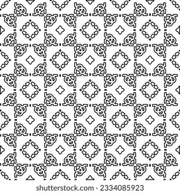 Abstract background with figures from lines. black and white pattern for web page, textures, card, poster, fabric, textile. Monochrome graphic repeating design.