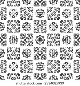 Abstract background with figures from lines. black and white pattern for web page, textures, card, poster, fabric, textile. Monochrome graphic repeating design.