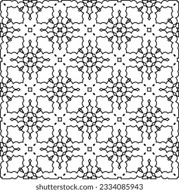 Abstract background with figures from lines. black and white pattern for web page, textures, card, poster, fabric, textile. Monochrome graphic repeating design.