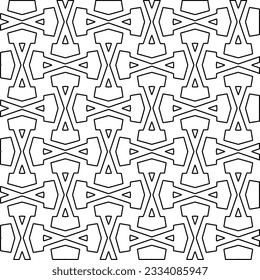 Abstract background with figures from lines. black and white pattern for web page, textures, card, poster, fabric, textile. Monochrome graphic repeating design.