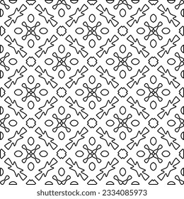 Abstract background with figures from lines. black and white pattern for web page, textures, card, poster, fabric, textile. Monochrome graphic repeating design.
