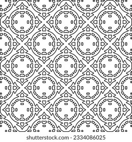 Abstract background with figures from lines. black and white pattern for web page, textures, card, poster, fabric, textile. Monochrome graphic repeating design.