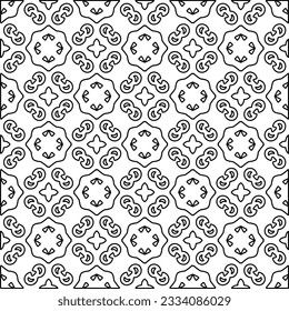 Abstract background with figures from lines. black and white pattern for web page, textures, card, poster, fabric, textile. Monochrome graphic repeating design.