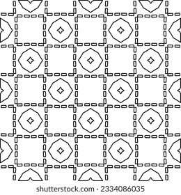 Abstract background with figures from lines. black and white pattern for web page, textures, card, poster, fabric, textile. Monochrome graphic repeating design.