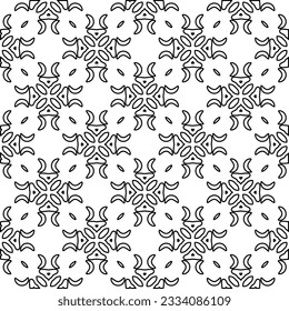 Abstract background with figures from lines. black and white pattern for web page, textures, card, poster, fabric, textile. Monochrome graphic repeating design.