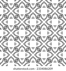 Abstract background with figures from lines. black and white pattern for web page, textures, card, poster, fabric, textile. Monochrome graphic repeating design.