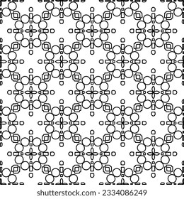 Abstract background with figures from lines. black and white pattern for web page, textures, card, poster, fabric, textile. Monochrome graphic repeating design.