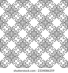 Abstract background with figures from lines. black and white pattern for web page, textures, card, poster, fabric, textile. Monochrome graphic repeating design.