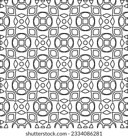 Abstract background with figures from lines. black and white pattern for web page, textures, card, poster, fabric, textile. Monochrome graphic repeating design.