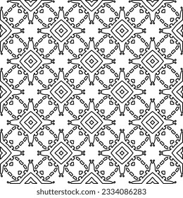 Abstract background with figures from lines. black and white pattern for web page, textures, card, poster, fabric, textile. Monochrome graphic repeating design.