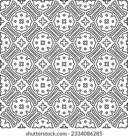Abstract background with figures from lines. black and white pattern for web page, textures, card, poster, fabric, textile. Monochrome graphic repeating design.