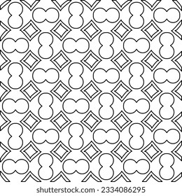 Abstract background with figures from lines. black and white pattern for web page, textures, card, poster, fabric, textile. Monochrome graphic repeating design.