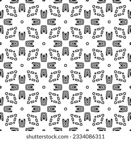 Abstract background with figures from lines. black and white pattern for web page, textures, card, poster, fabric, textile. Monochrome graphic repeating design.