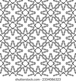Abstract background with figures from lines. black and white pattern for web page, textures, card, poster, fabric, textile. Monochrome graphic repeating design.