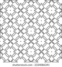 Abstract background with figures from lines. black and white pattern for web page, textures, card, poster, fabric, textile. Monochrome graphic repeating design.