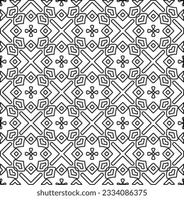 Abstract background with figures from lines. black and white pattern for web page, textures, card, poster, fabric, textile. Monochrome graphic repeating design.