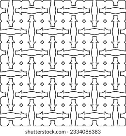 Abstract background with figures from lines. black and white pattern for web page, textures, card, poster, fabric, textile. Monochrome graphic repeating design.