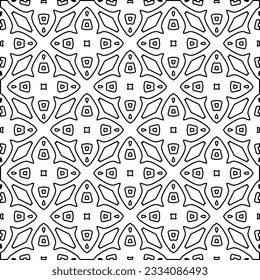 Abstract background with figures from lines. black and white pattern for web page, textures, card, poster, fabric, textile. Monochrome graphic repeating design.