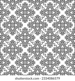 Abstract background with figures from lines. black and white pattern for web page, textures, card, poster, fabric, textile. Monochrome graphic repeating design.