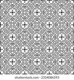 Abstract background with figures from lines. black and white pattern for web page, textures, card, poster, fabric, textile. Monochrome graphic repeating design.