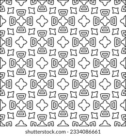 Abstract background with figures from lines. black and white pattern for web page, textures, card, poster, fabric, textile. Monochrome graphic repeating design.