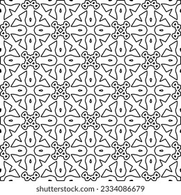 Abstract background with figures from lines. black and white pattern for web page, textures, card, poster, fabric, textile. Monochrome graphic repeating design.