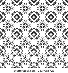 Abstract background with figures from lines. black and white pattern for web page, textures, card, poster, fabric, textile. Monochrome graphic repeating design.