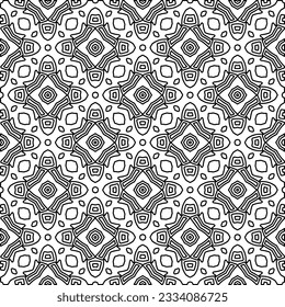 Abstract background with figures from lines. black and white pattern for web page, textures, card, poster, fabric, textile. Monochrome graphic repeating design.