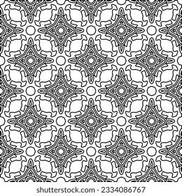 Abstract background with figures from lines. black and white pattern for web page, textures, card, poster, fabric, textile. Monochrome graphic repeating design.