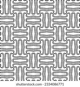 Abstract background with figures from lines. black and white pattern for web page, textures, card, poster, fabric, textile. Monochrome graphic repeating design.