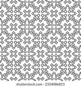 Abstrakter Hintergrund mit Figuren aus Linien. schwarz-weißes Muster für Webseiten, Texturen, Karten, Poster, Stoff, Textilien. Monochrome grafische Wiederholungsdesign.