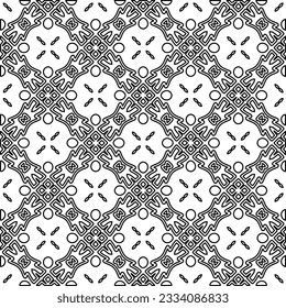 Abstract background with figures from lines. black and white pattern for web page, textures, card, poster, fabric, textile. Monochrome graphic repeating design.