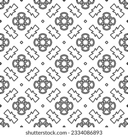 Abstract background with figures from lines. black and white pattern for web page, textures, card, poster, fabric, textile. Monochrome graphic repeating design.