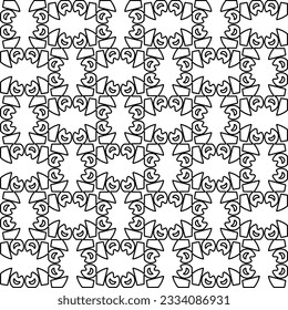 Abstract background with figures from lines. black and white pattern for web page, textures, card, poster, fabric, textile. Monochrome graphic repeating design.