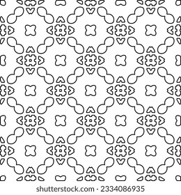 Abstrakter Hintergrund mit Figuren aus Linien. schwarz-weißes Muster für Webseiten, Texturen, Karten, Poster, Stoff, Textilien. Monochrome grafische Wiederholungsdesign.