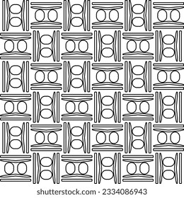 Abstract background with figures from lines. black and white pattern for web page, textures, card, poster, fabric, textile. Monochrome graphic repeating design.